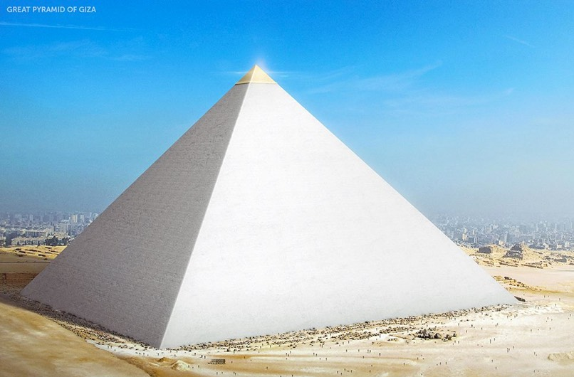 Pyramid of Giza with Gold Capstone - Illustrated